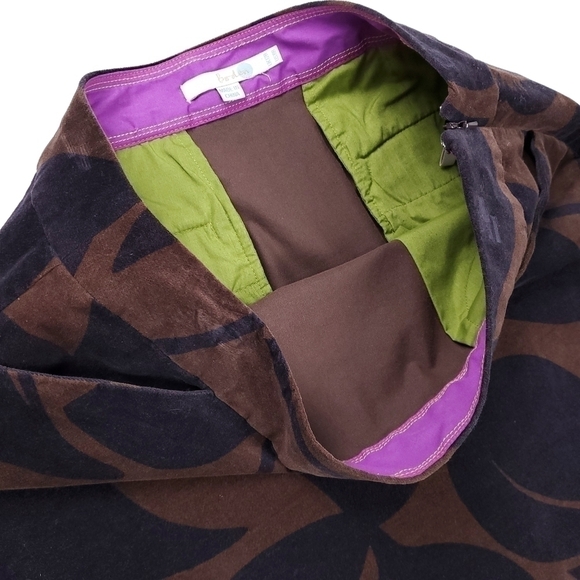 BODEN Anthro Brown Purple Suede Floral Skirt 8 - Picture 3 of 13